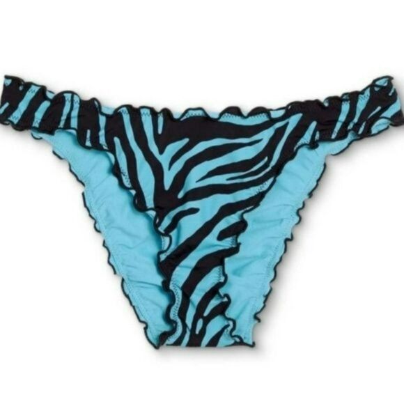Shade And Shore Blue Black Zebra Print Swim Bikini Set Two Piece Size M - Picture 7 of 13
